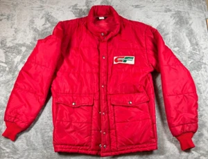 Vtg Swingster 80s Full Zip Quilted Puffer Jacket Mens L Red Consolidated Freight - Picture 1 of 8