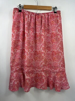 Falda Worthington Estampado Paisley Rosa Fluida Mujer Talla 12 Cintura Elástica Forrada Foto 1 de 4