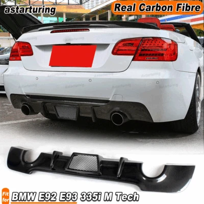 REAL CARBON Rear Bumper Diffuser Lip for BMW 3Series E92 E93 335i M Tech 2008-11 - Image 1 of 4