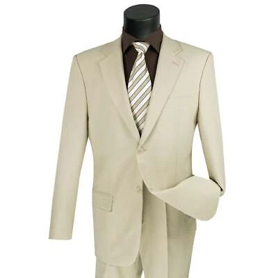 Traje BIG & TALL Para Hombre Beige 2 Botones Ajuste Clásico Popelina Poliéster Nuevo con Etiquetas Foto 1 de 3