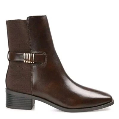 Journee Collection 女式 Aubrie 靴子棕色 11 码方头新品 — 第 1/4 张图片