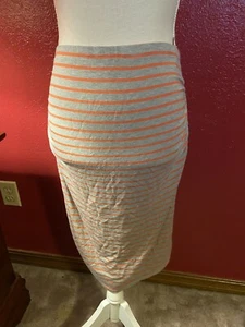 Woman’s Maternity Skirt Summer & Sage Gray/Orange Striped Sz S Retag Roxy Rose - Picture 1 of 2