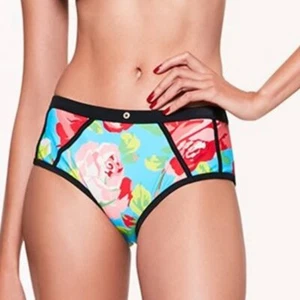 Betsey Johnson Womens Framed Flowers Hipster Swim Bottom Swimwear - Picture 1 of 10
