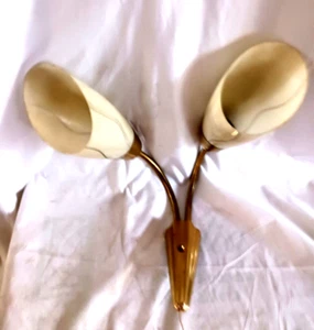 50er Jahre Glas Tütenlampe Messing Wandlampe - Bild 1 von 8