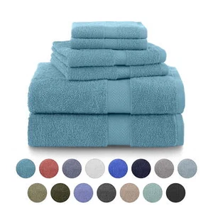Martex Luxury 6-Piece 100% Ringspun Cotton Towel Set - Highly Absorbent, (Blue) - Picture 1 of 8