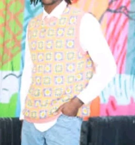 WESC Crochet Sweater Vest Mens Sz S Womens M NWT Floral Patchwork Blue Pink - Picture 1 of 7