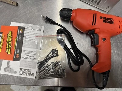 Black & Decker DR201 3/8" (10mm) Chuck Corded Drill Type 1 Forward Reverse NEWOB - Image 1 of 4