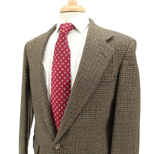 Haggar Brown Gentleman's Fit Tweed Green Red Check Blazer Sport Jacket 38R USA - Picture 1 of 17