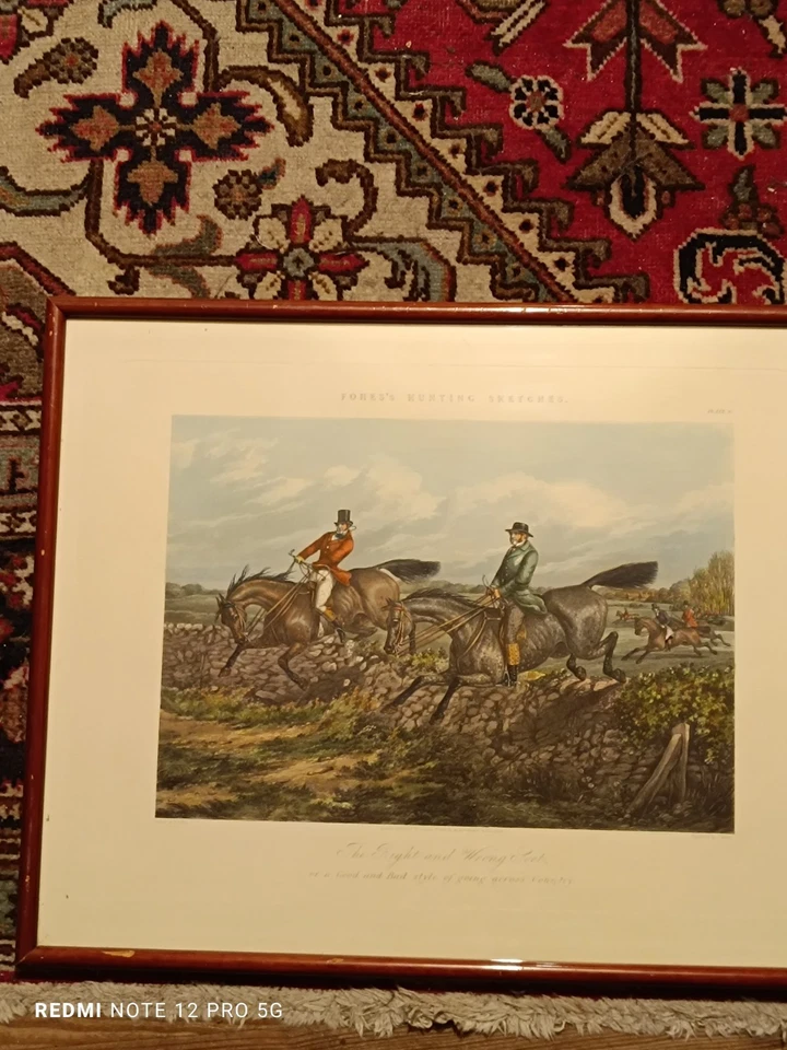 Engraving Gravure Stich coloriée "The Right and Wrong Sorte" H.T.Alken Chevaux - Photo 1/4
