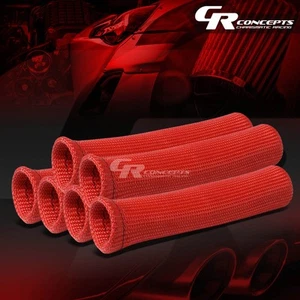 X6 6" SPARK PLUG WIRE BOOT HIGH HEAT PROTECTOR SLEEVE COVER/SHROUD 6-CYL RED - Picture 1 of 4