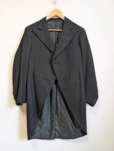 Vintage - Men's - Black Wool Morning Coat Tailcoat Bespoke - Pit To Pit 20" - Picture 1 of 4