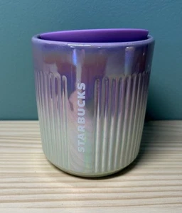 Starbucks Winter 2022 Ceramic Double Wall Purple Iridescent Tumbler Pleated 8oz - Picture 1 of 10