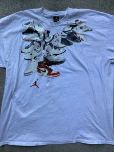 Vintage Y2K White T-Shirt Original Air Jordan Shoes 1-22 Size 3XL 2007 Tee Nike - Bild 1 von 8