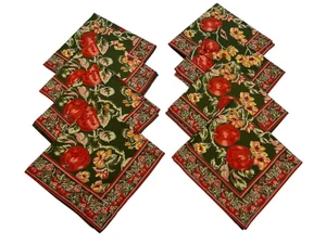Servilletas De Colección 8ct April Cornell Bountiful Harvest Otoño Verde Oliva Rojo Algodón - Imagen 1 de 4