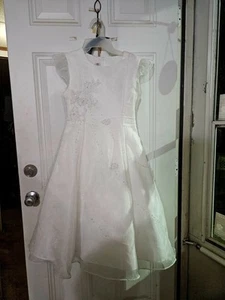 Girls White With Floral Beaded Flower Girl/formal Dress Size 10! - Picture 1 of 9