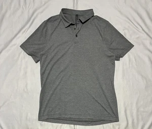 Lululemon Polo Shirt Mens Large Gray Heather Tech Golf Athletic 3 Button Stretch - Picture 1 of 11
