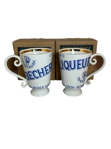 Carlsbrad Bechers Liqueur Porcelain Cup x2 Blue Czech Republic Boxed 0.2 L New - Picture 1 of 14