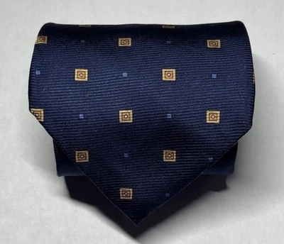 Corbata vintage Claybrooke 100 % seda Business, ejecutiva azul y dorada Foto 1 de 3