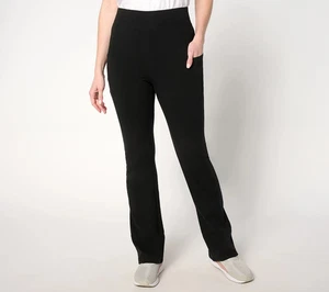 Denim & Co.Active Duo Stretch Lightly Boot Pant, Regular Black Medium A649599 - Picture 1 of 6