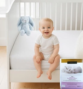 2 Gebürstete Baumwolle Wasserdicht Kinderbett Bett Matratzenschoner mit 100% Baumwolle Top - Bild 1 von 6