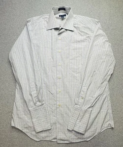 Paul Fredrick Dress Shirt Adult 16-35 Blue White Plaid Preppy Classic Mens - Picture 1 of 9