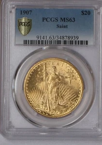 1907 Gold St. Gaudens Double Eagle $20 PCGS MS63 - Picture 1 of 4