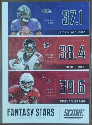 2020 Score Fantasy Stars Lamar Jackson, Julio Jones, Kenyan Drake #FS-LJK - Image 1 of 2