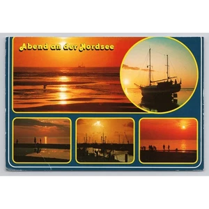 Postal de colección Sunset Nacht an der Nordsee paisaje marino alemán costero vista múltiple - Imagen 1 de 2