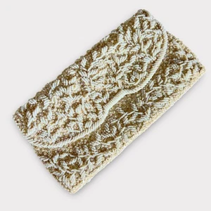 Vintage 60’s Evening Bag Beaded Envelope Ivory Sequined Clutch Hong Kong GUC - Picture 1 of 8
