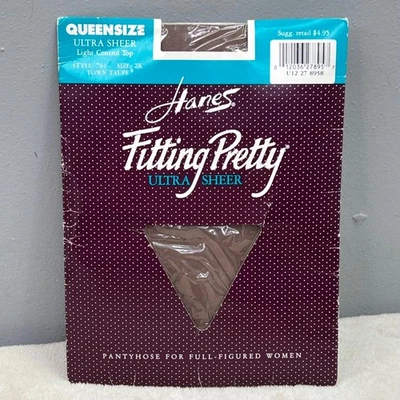 Pantimedias vintage Hanes Fitting bastante ultra transparentes Queen 2X Town Taupe años 80 nuevas en paquete Foto 1 de 4