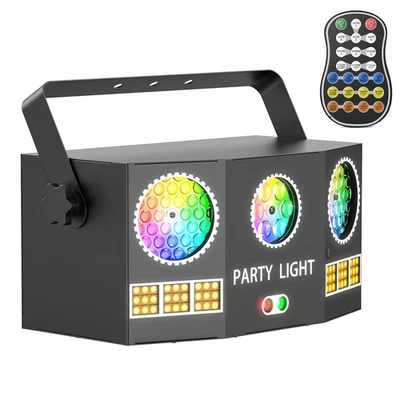 LED Strobe Laser Gobo Projektor Party Licht RGBY DMX Fernbedienung - Bild 1 von 4