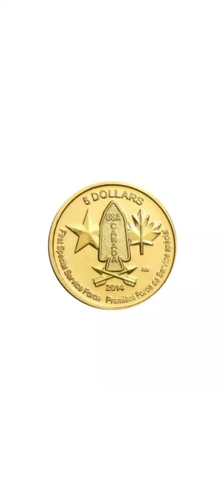 1/10oz, .9999 2015 Gold Canada Coin, First Special Service Force -Mint Wrapped - Image 1 of 4