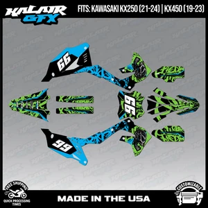 Kalair GFX Graphics Kit for KX450 2019-2023 and KX250 2021-24 Revolt - Cyan - Picture 1 of 4