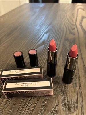 MARY KAY Creme Lipstick PINK SATIN .13 oz. 022845 Retired NEW Set Of 2 - Image 1 of 4
