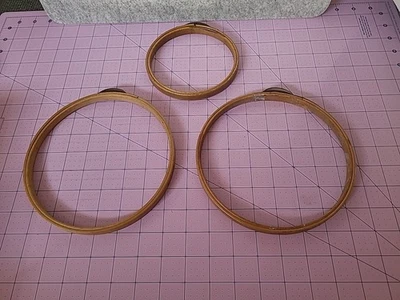 Lot 3 Princess Adjustable Spring Embroidery Hoops, One 5 Inch, Two 7 Inch  - Image 1 of 4