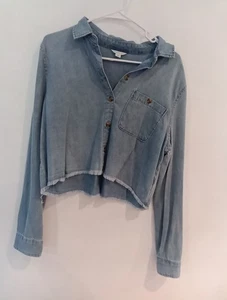Blusa Aeropostale Talla M Denimn Crop Abotonada Manga Larga - Imagen 1 de 6