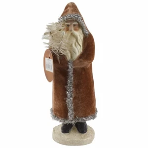 Primitive Belsnickle Ingwer und Silber Weihnachtsmann 10" hält Weihnachtsbaum - Bild 1 von 2