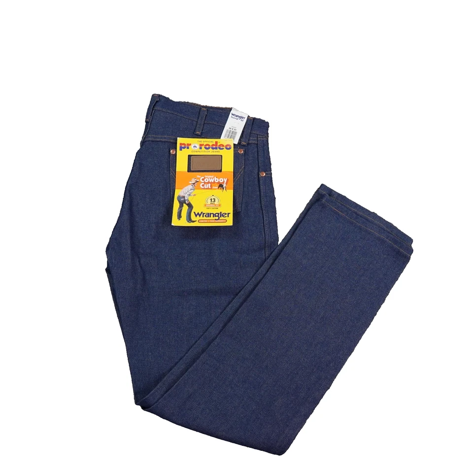 Wrangler Men's 13MWZ Dark Wash High Rise Rigid Cowboy Cut Straight Jeans Indigo