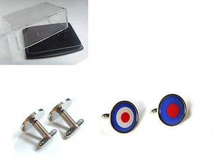 RAF ROYAL AIR FORCE RUNDE MOD HERREN MANSCHETTENKNÖPFE GESCHENK - Bild 1 von 4