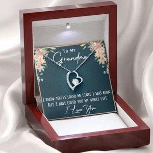 To My Grandma Birthday Gift Forever Love Heart Necklace Jewelry For Grandmother - Picture 1 of 11