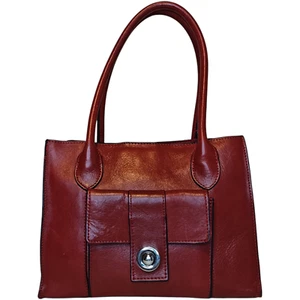 VTG Wilson's Leather Dark Red Shoulder Bag Tote Organizer Lined Double Handle - Picture 1 of 15