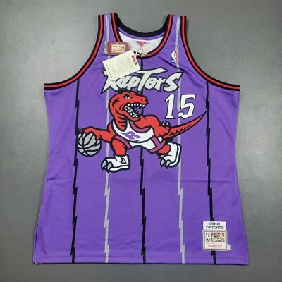 100% 正品 Vince Carter Mitchell Ness 98 99 猛龙队球衣 52 2XL 男式 — 第 1/4 张图片