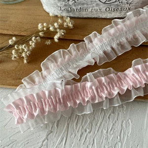 100 cm weiß Organza Plissiert Satin Elastisch Rüsche Borte DIY Nähen Handwerk - Picture 1 of 18