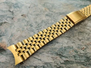 NOS BRACELET FOR SEIKO JUBILEE 20MM VINTAGE GOLD COLOR CURVE END SINGLE LOCK. - Picture 1 of 4
