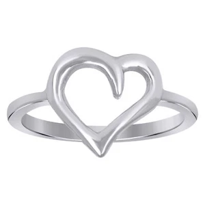 925 Sterling Silver Women's Love Polished Fancy Open Heart Ring | Sizes 5 to 8 - Picture 1 of 5