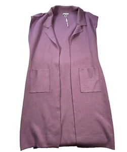 Sioni Long open cardigan vest Mauve size XL - Picture 1 of 7