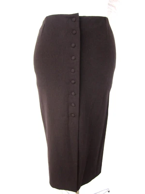 Romeo Gigli Italia Vintage A/W 1990 Botón Delantero Falda 44 Crepé Nuevo Sin Etiquetas 29" Cintura Foto 1 de 4