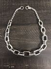 Stylish Graduated Sterling Silver Link Necklace 15 1/2"
