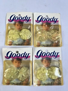Vintage 80s Goody Kiddie Baby Girl Barrettes Bow Hair Clips Frilly Lace - Picture 1 of 6