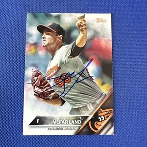 2016 Topps T.J. McFarland #526 Auto Signed Autograph Orioles 